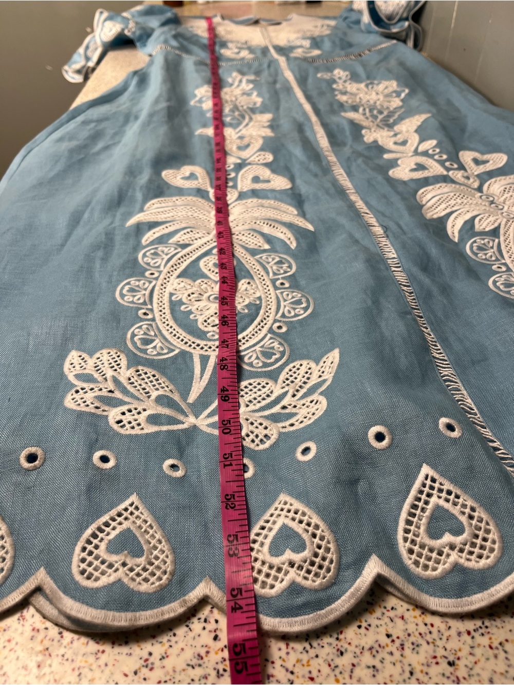 FARM Rio NWT Light Blue Linen Embroidery Short Sleeve Midi Dress Women’s Size XL - Picture 12 of 12
